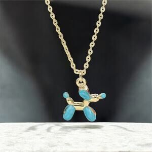 Turquoise Balloon Dog Necklace 18inch. A Whimsical Statement Piece